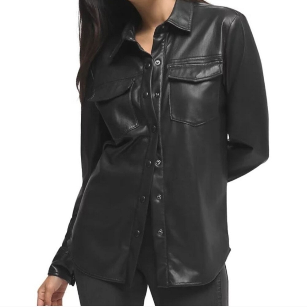 Forever 21 Perfectly Oversized Black Faux Leather Shacket Top